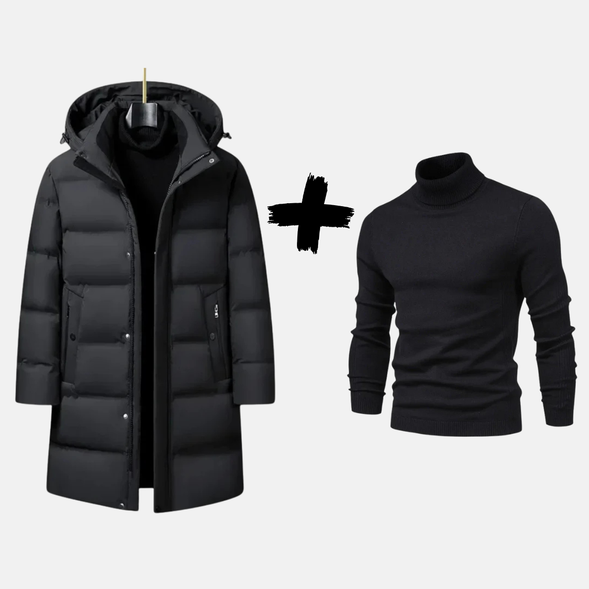 Men’s Premium Down Parka Coat, Hooded, Insulated Elegance + FREE Jumper.